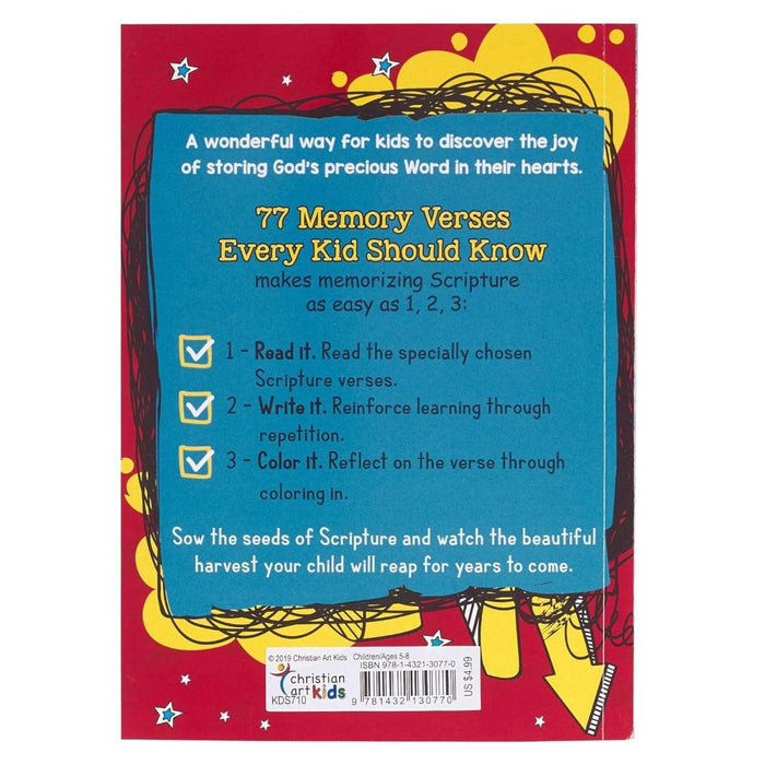 77 Memory Verses Every Kid Should Know, Ages 5-8 (77 for Kids Editions) by Christian Art Kids - CharlottesWebTheChildrensBookStore.comCharlottesWebTheChildrensBookStore9781432130770